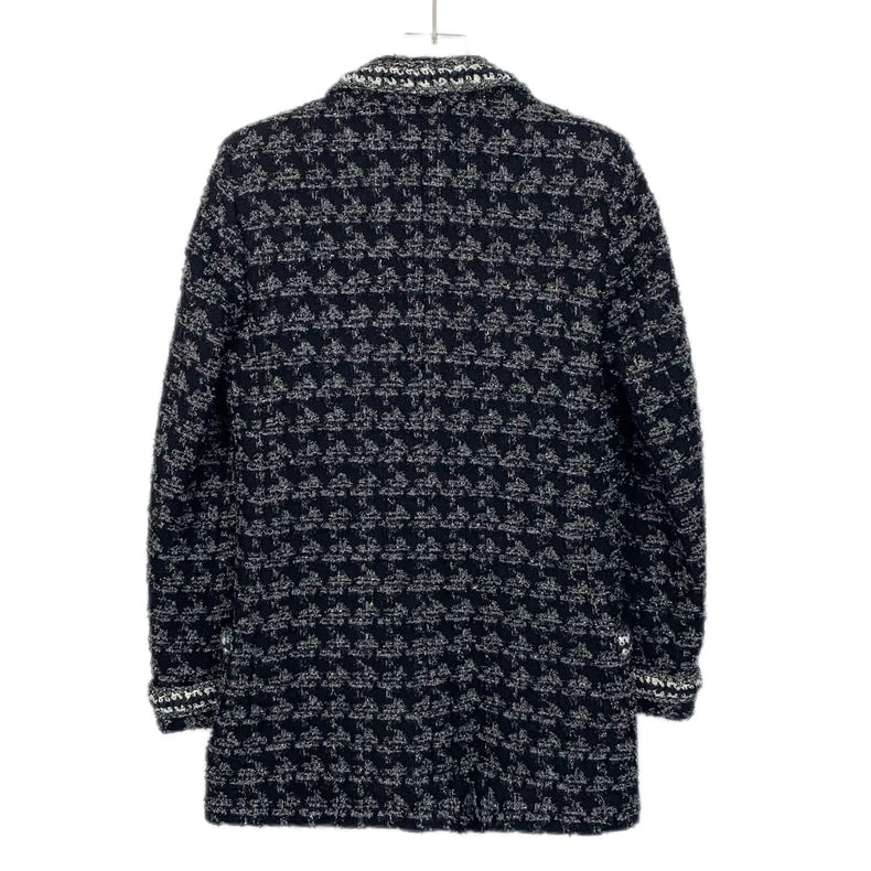 Chanel Black Houndstooth Wool Blazer