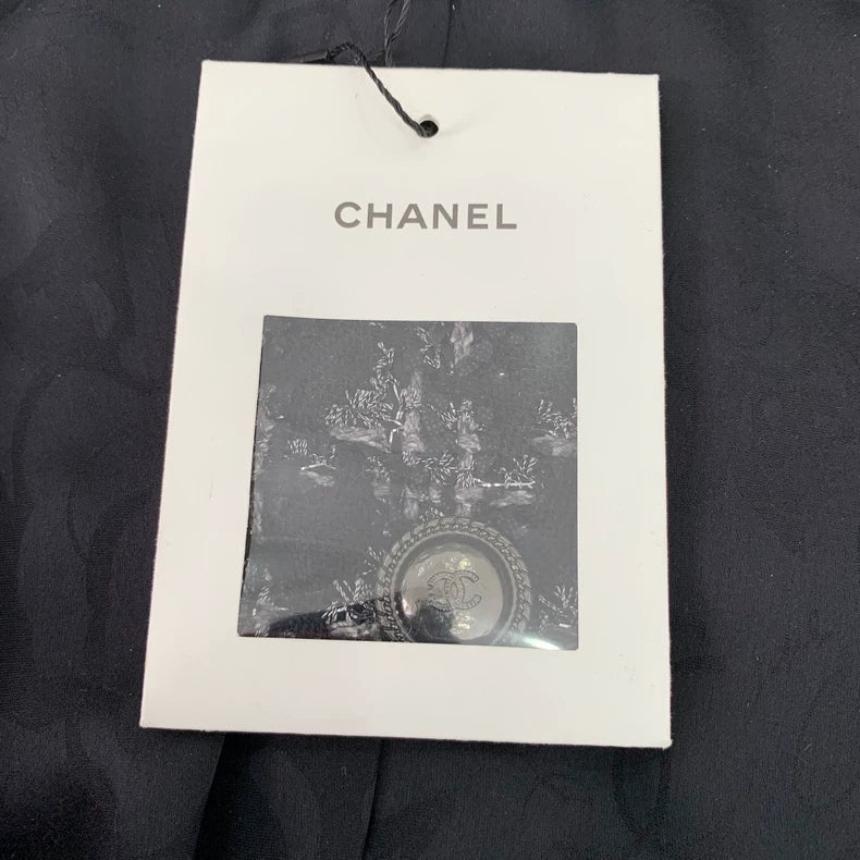 Chanel Black Houndstooth Wool Blazer