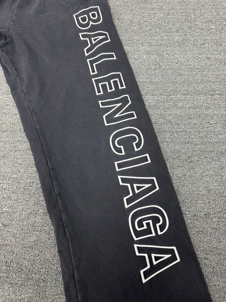 Balenciaga Washed Grey Logo Pants XS Size
