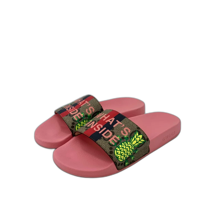 Gucci Pink Pineapple Print Slides
