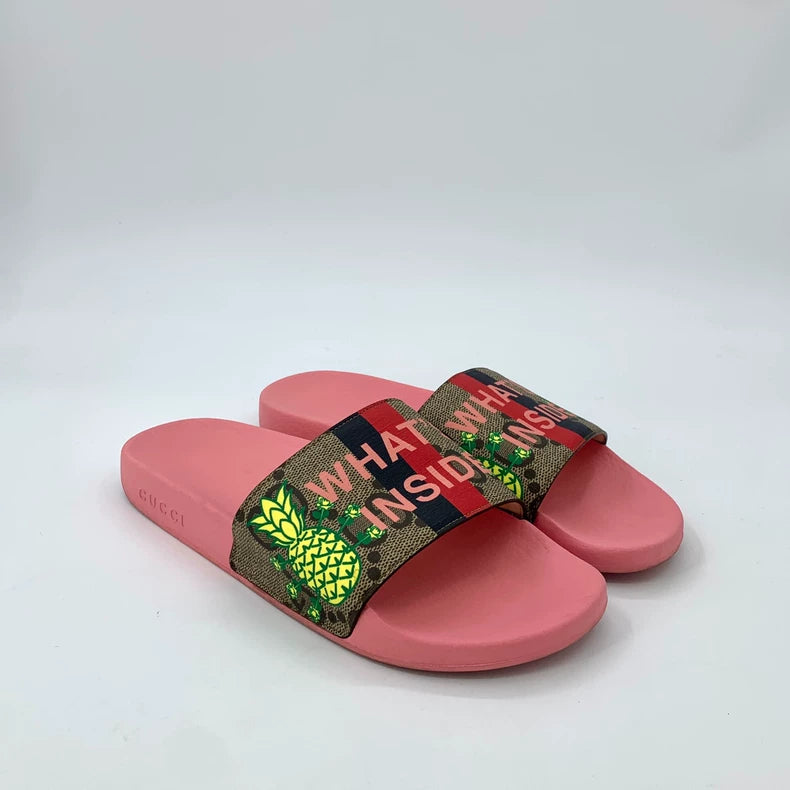 Gucci Pink Pineapple Print Slides