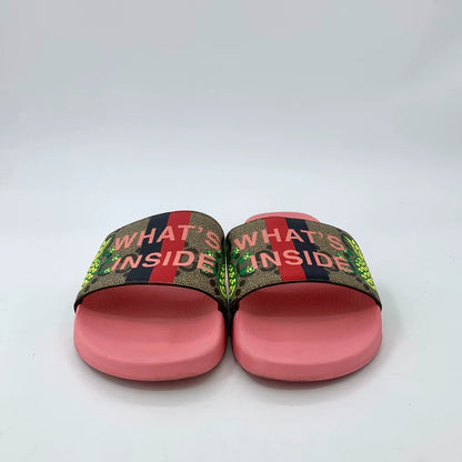 Gucci Pink Pineapple Print Slides