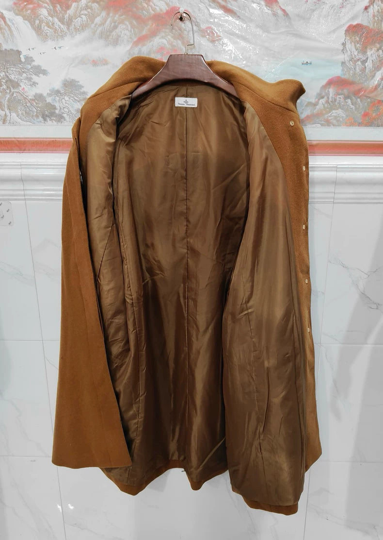 Elegant Long Alpaca Wool Overcoat