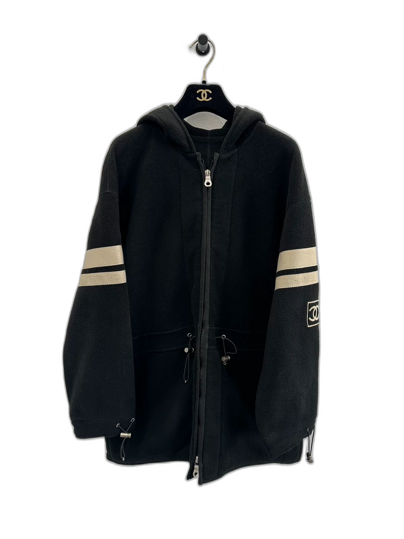Chanel Black Zip Jacket with Logo