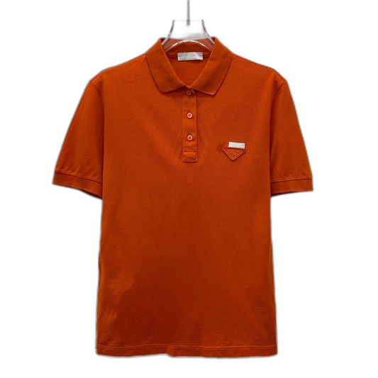 Orange Prada Cotton Short Sleeve Polo Shirt