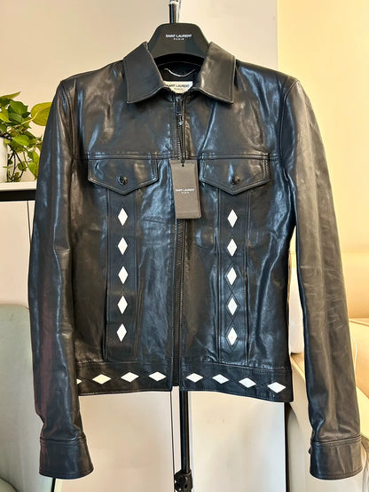 Saint Laurent Black Diamond Leather Jacket