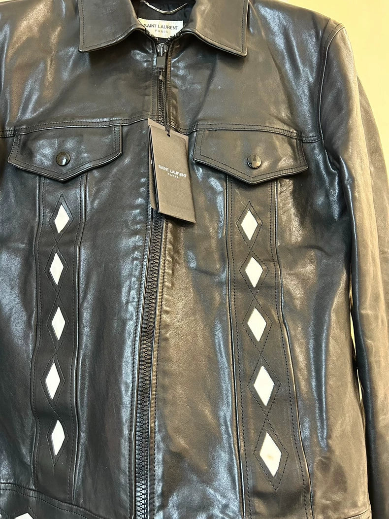 Saint Laurent Black Diamond Leather Jacket