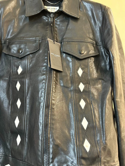 Saint Laurent Black Diamond Leather Jacket