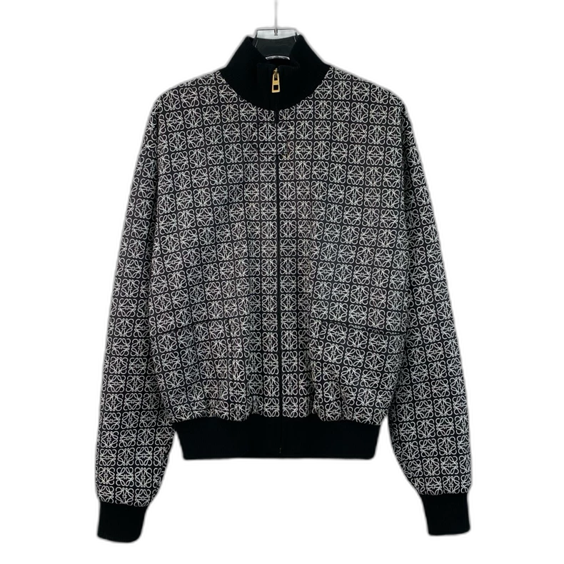 Loewe Black Logo Printed Leather Jacket