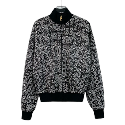 Loewe Black Logo Printed Leather Jacket