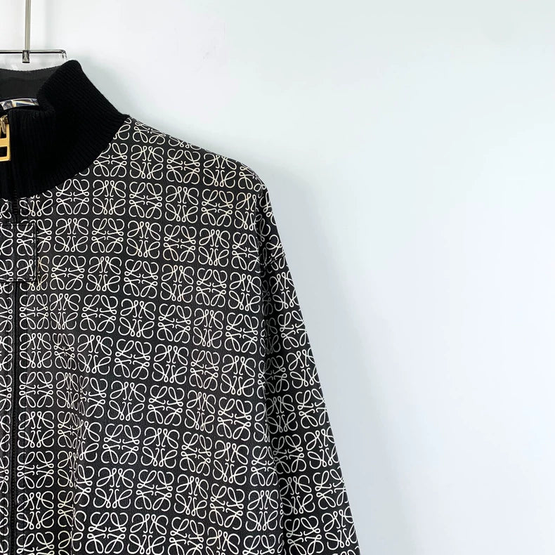 Loewe Black Logo Printed Leather Jacket