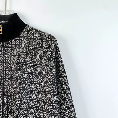 Loewe Black Logo Printed Leather Jacket