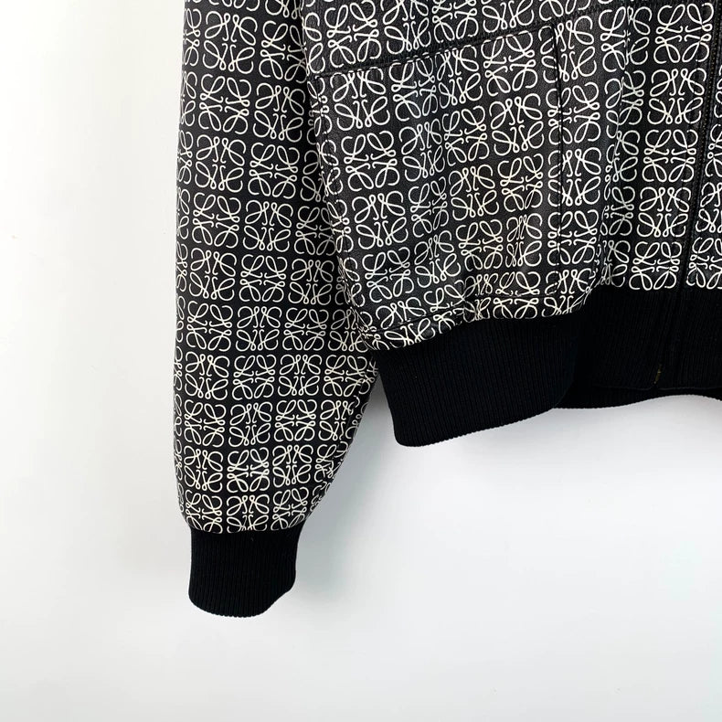 Loewe Black Logo Printed Leather Jacket