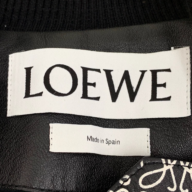 Loewe Black Logo Printed Leather Jacket
