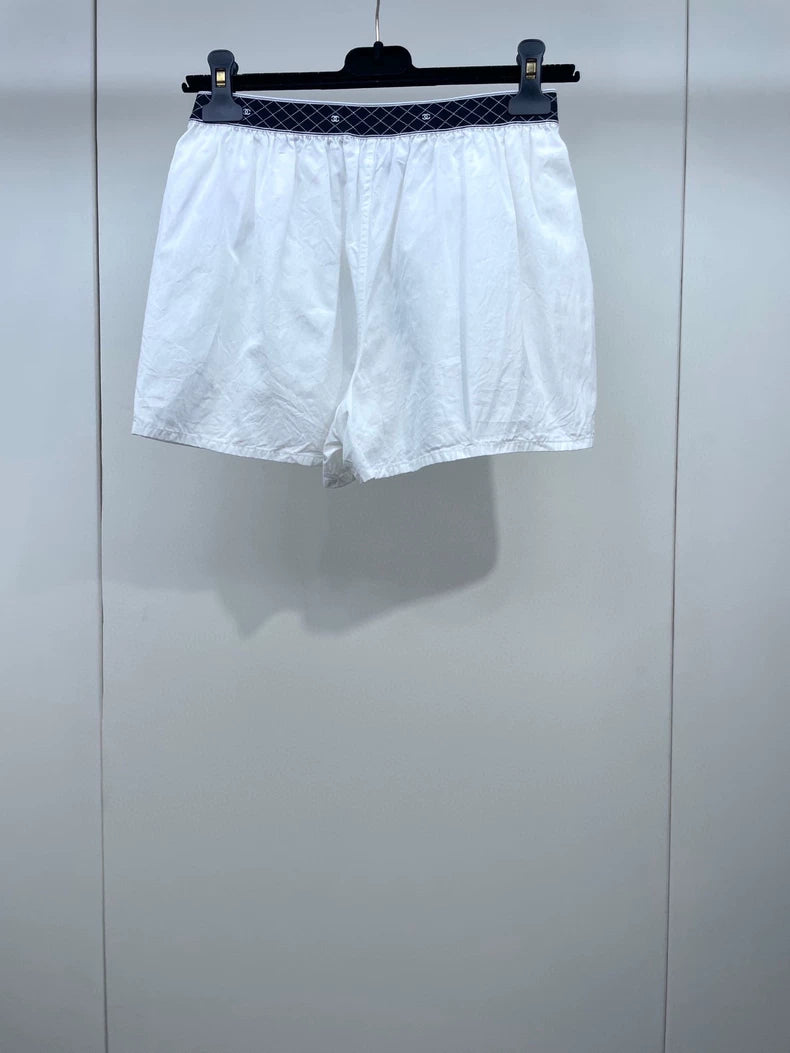 Chanel White Elastic Waist Shorts
