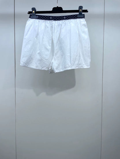 Chanel White Elastic Waist Shorts