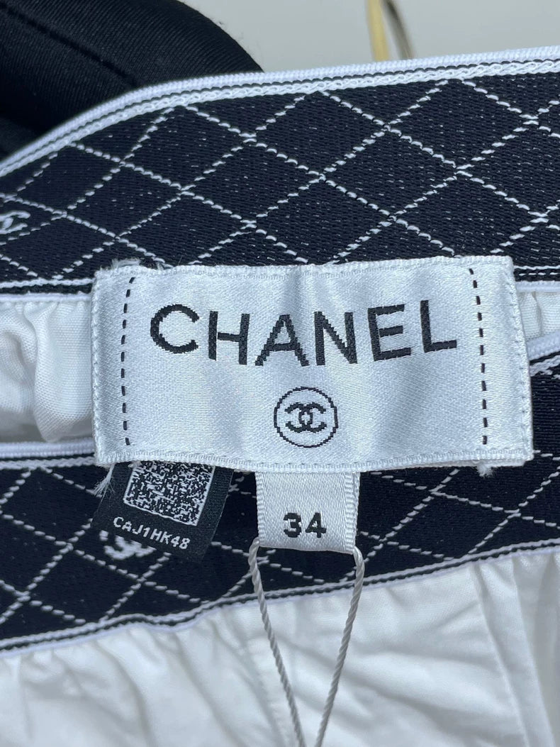 Chanel White Elastic Waist Shorts