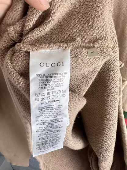 Gucci Khaki Half-Zip Hoodie with Logo