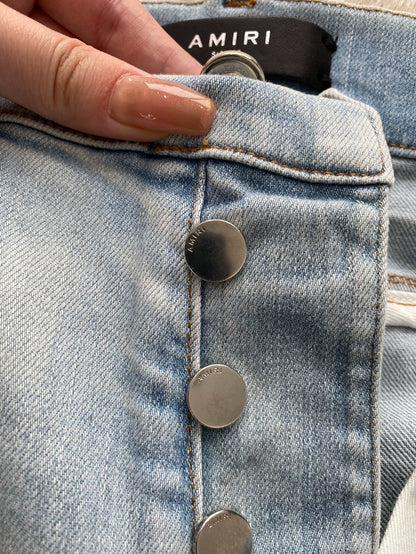 Amiri Distressed Logo Applique Denim Pants