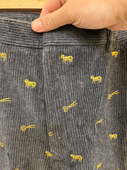 Embroidered Corduroy Long Pants