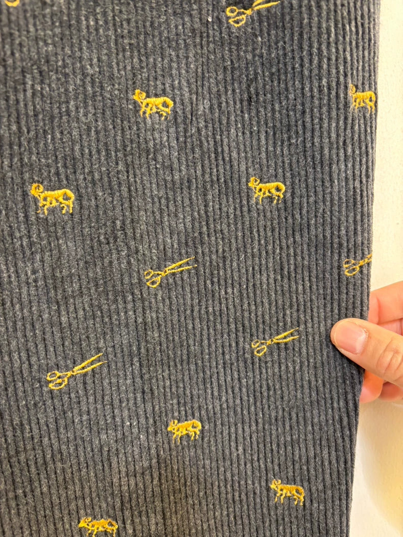 Embroidered Corduroy Long Pants