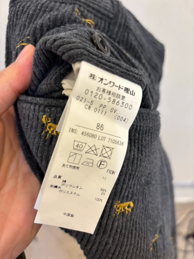 Embroidered Corduroy Long Pants