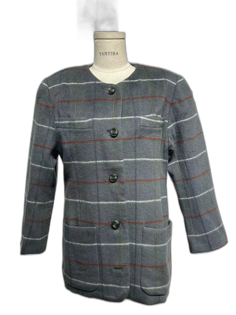 Vintage Prada Gray Check Wool Coat