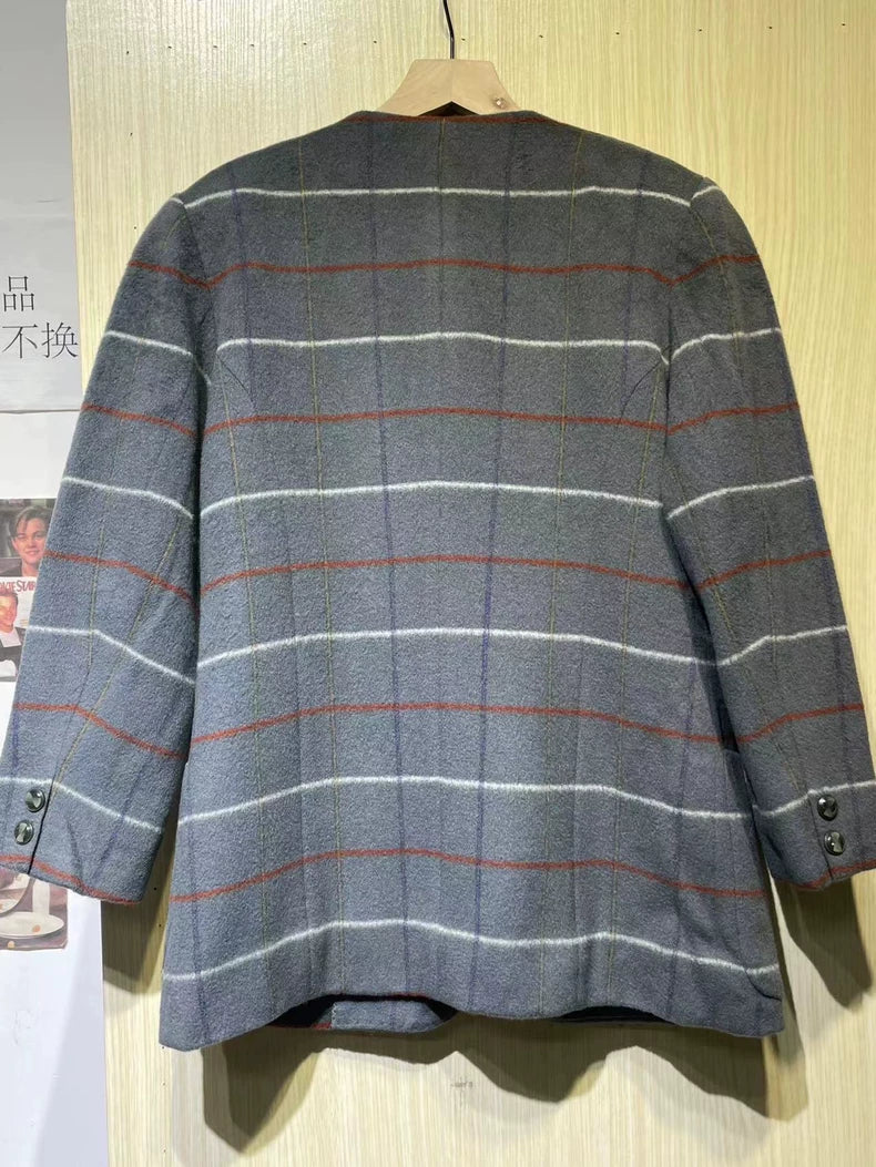 Vintage Prada Gray Check Wool Coat