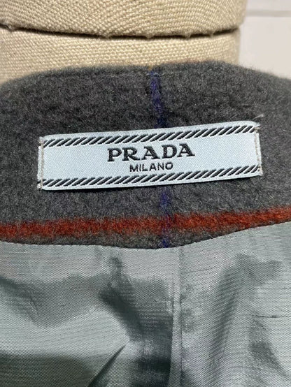 Vintage Prada Gray Check Wool Coat