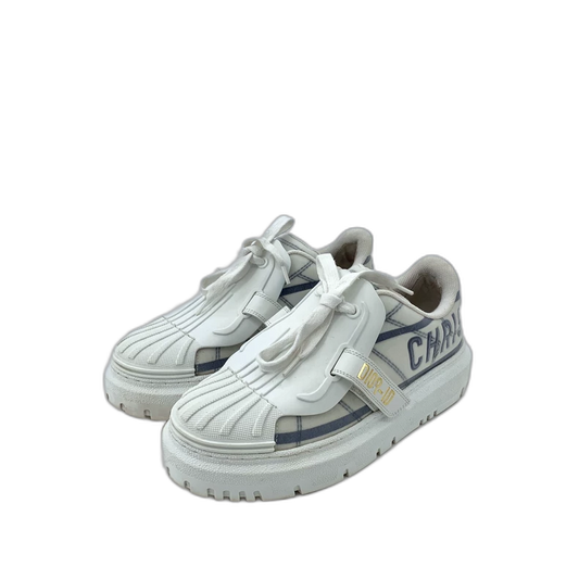 Dior White Platform Lace-Up Sneakers