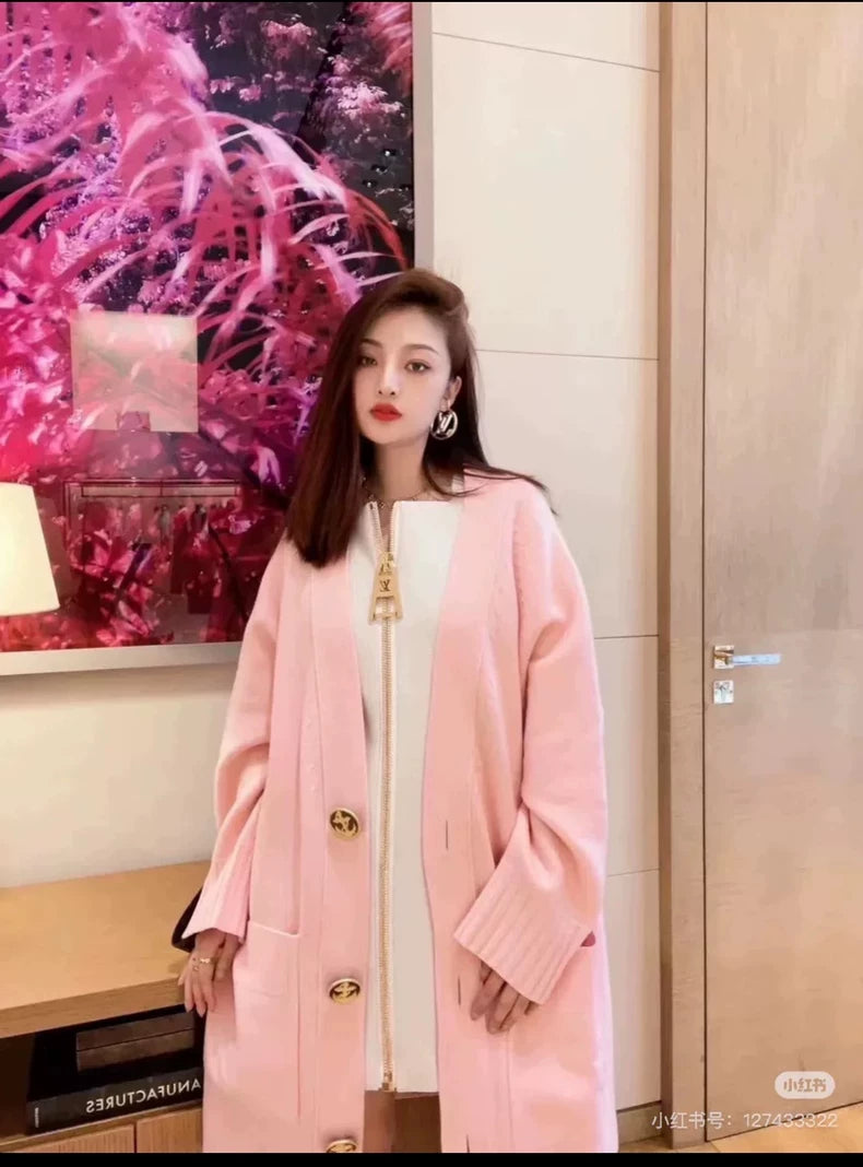 Pink Long Wool Cardigan by Louis Vuitton