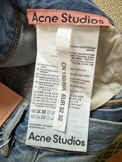 Acne Studios Painted Wide-Leg Denim Jeans-yf