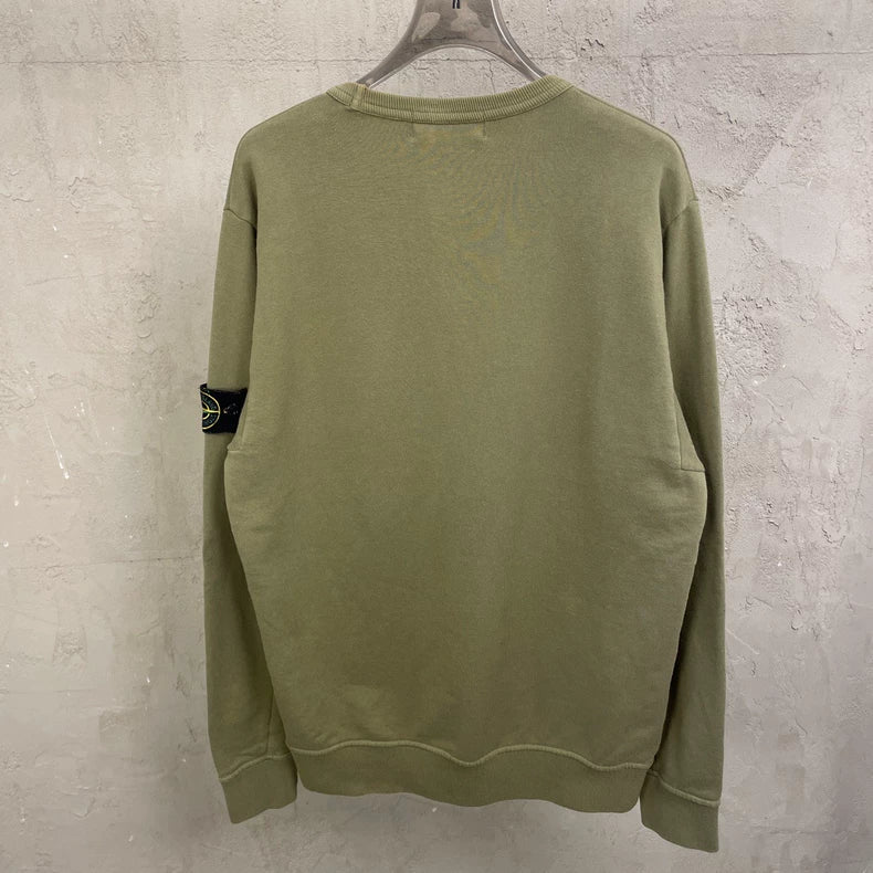 Stone Island Olive Logo Crewneck Sweater