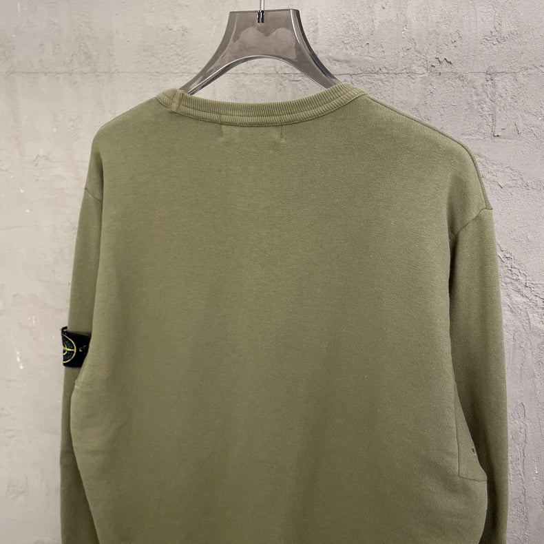 Stone Island Olive Logo Crewneck Sweater