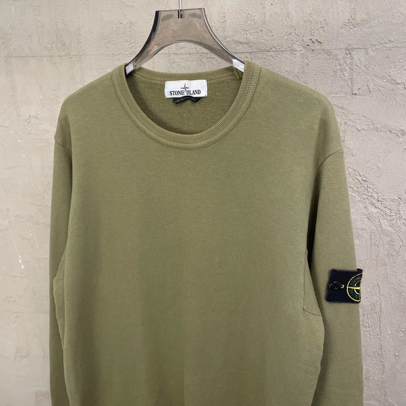 Stone Island Olive Logo Crewneck Sweater
