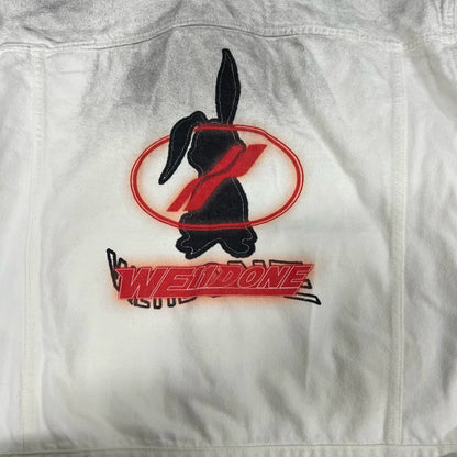 White Denim Jacket with Logo Print