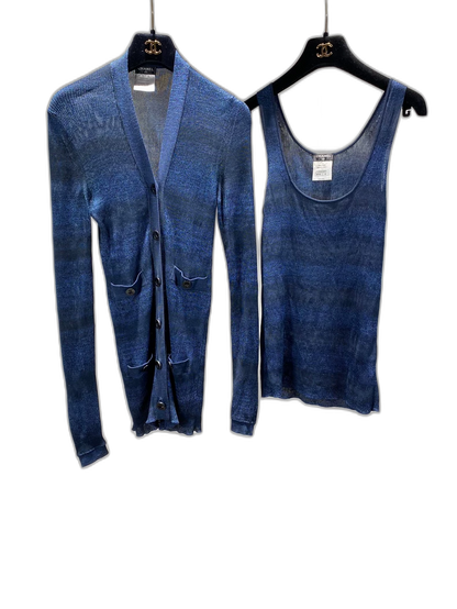 Chanel Striped Knit Cardigan and Tank Set
