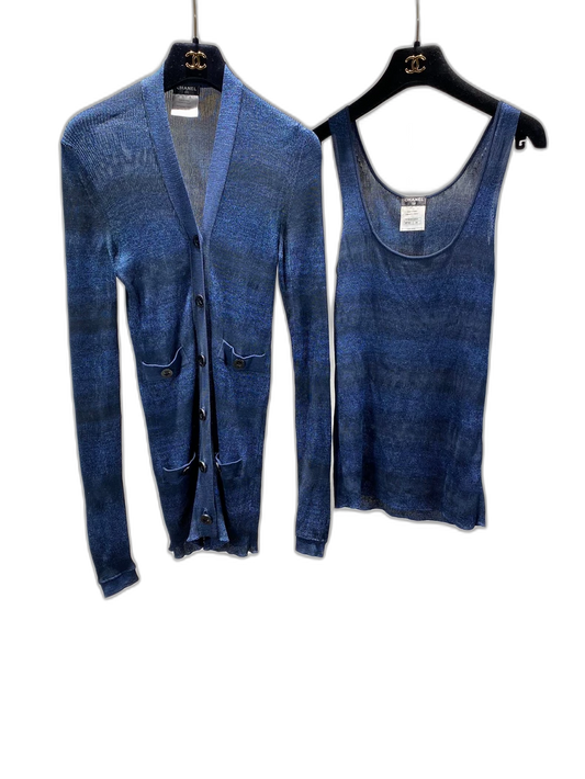 Chanel Striped Knit Cardigan and Tank Set
