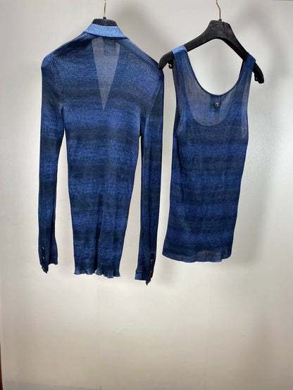 Chanel Striped Knit Cardigan and Tank Set