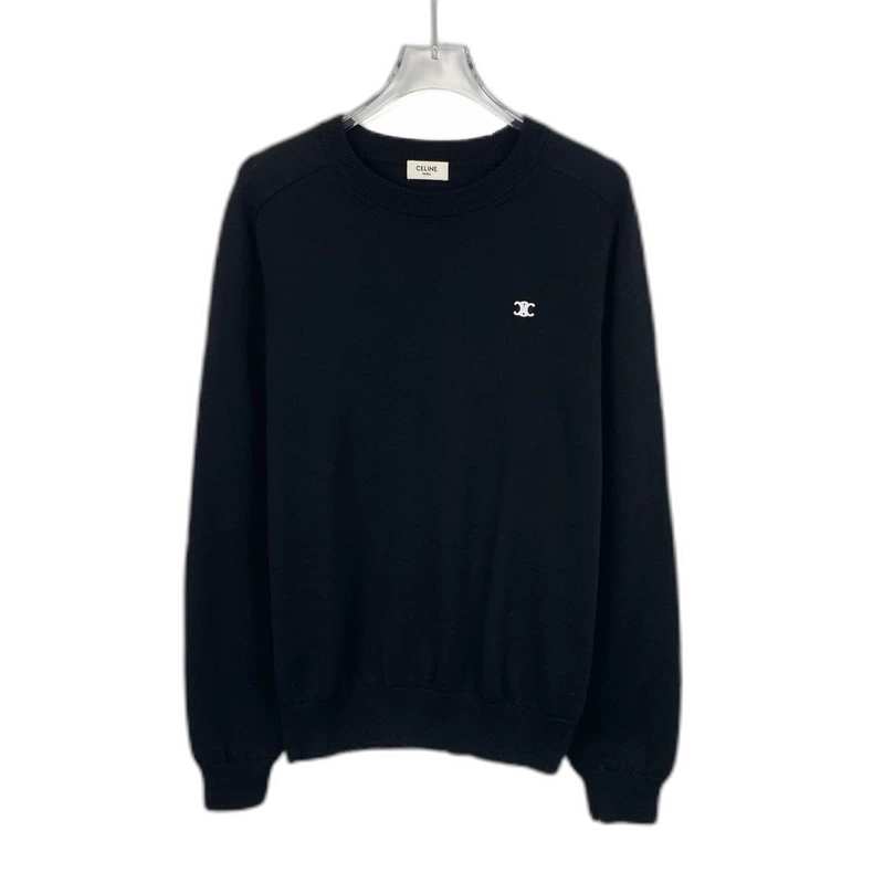 Celine Black Logo Embroidered Wool Sweater