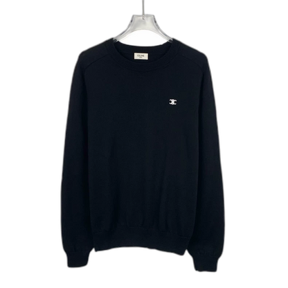 Celine Black Logo Embroidered Wool Sweater