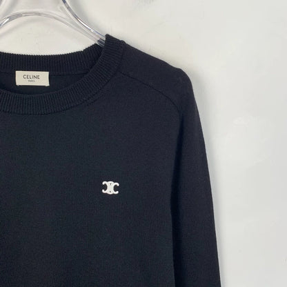 Celine Black Logo Embroidered Wool Sweater