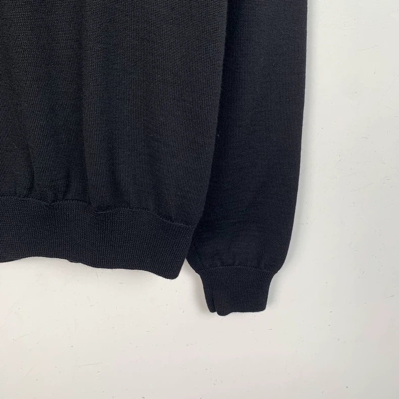 Celine Black Logo Embroidered Wool Sweater