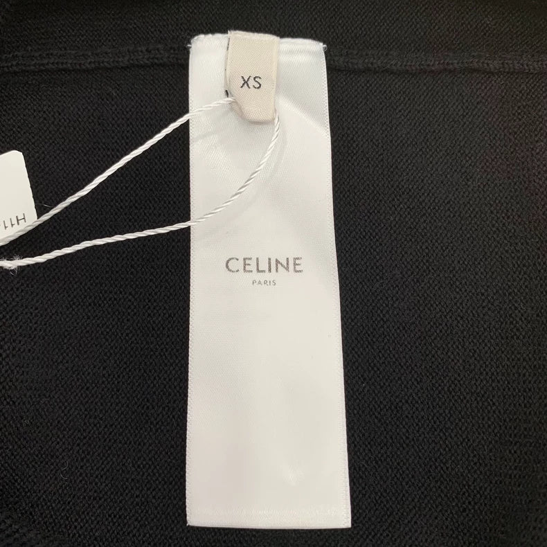 Celine Black Logo Embroidered Wool Sweater