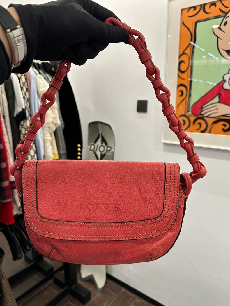 Loewe Red Woven Shoulder Bag 24cm