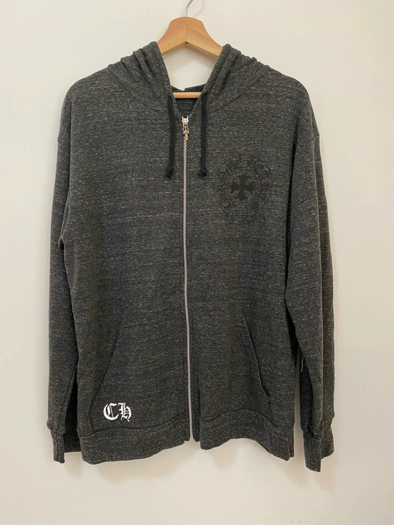 Chrome Hearts Zip-Up Hoodie in Grey