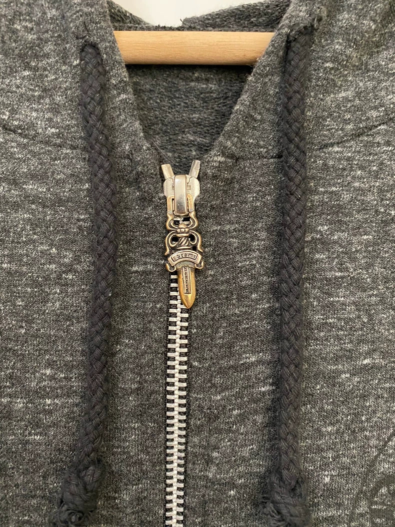 Chrome Hearts Zip-Up Hoodie in Grey