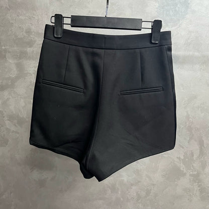 Saint Laurent Black Casual Pleated Shorts