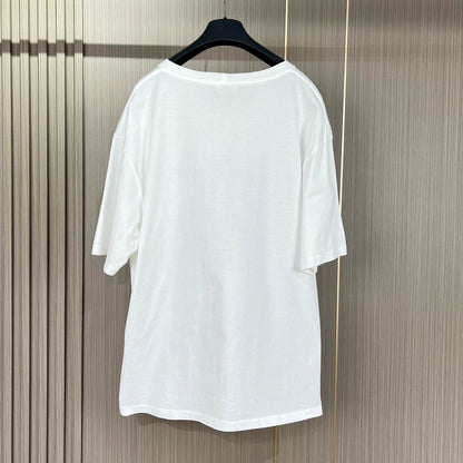 Celine Printed Short Sleeve T-Shirt in White