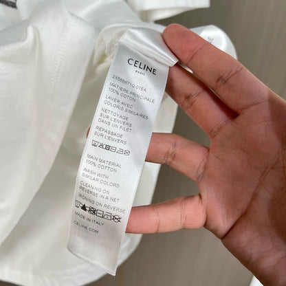 Celine Printed Short Sleeve T-Shirt in White